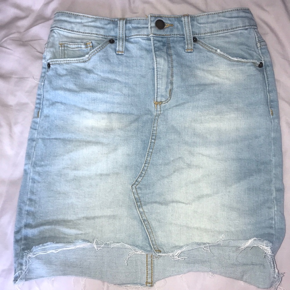 Distressed Denim Skirt